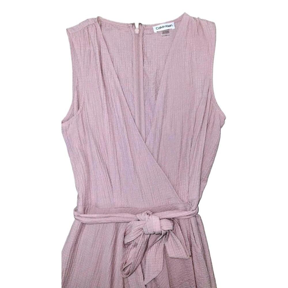 Sleeveless Mauve Wide-Leg Jumpsuit with Waist Tie - Picture 5 of 8